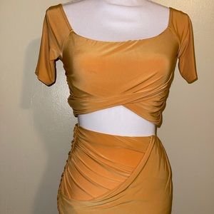 Two piece yellow dress set